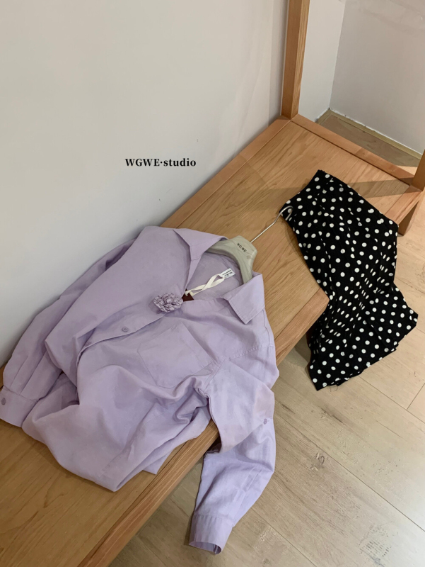 WGWE秋季法式简约轻奢高级感气质百搭翻领长袖衬衫W7187(配胸针)|undefined