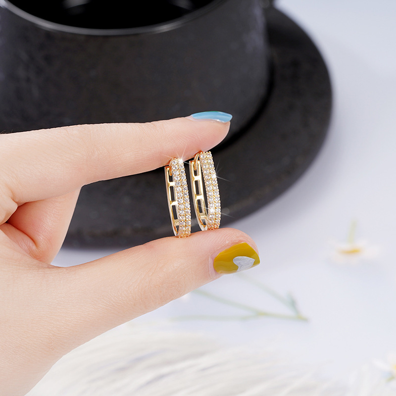 Sparkling U-shaped Drop Earrings French Style Textured Jewellery_voghion.com