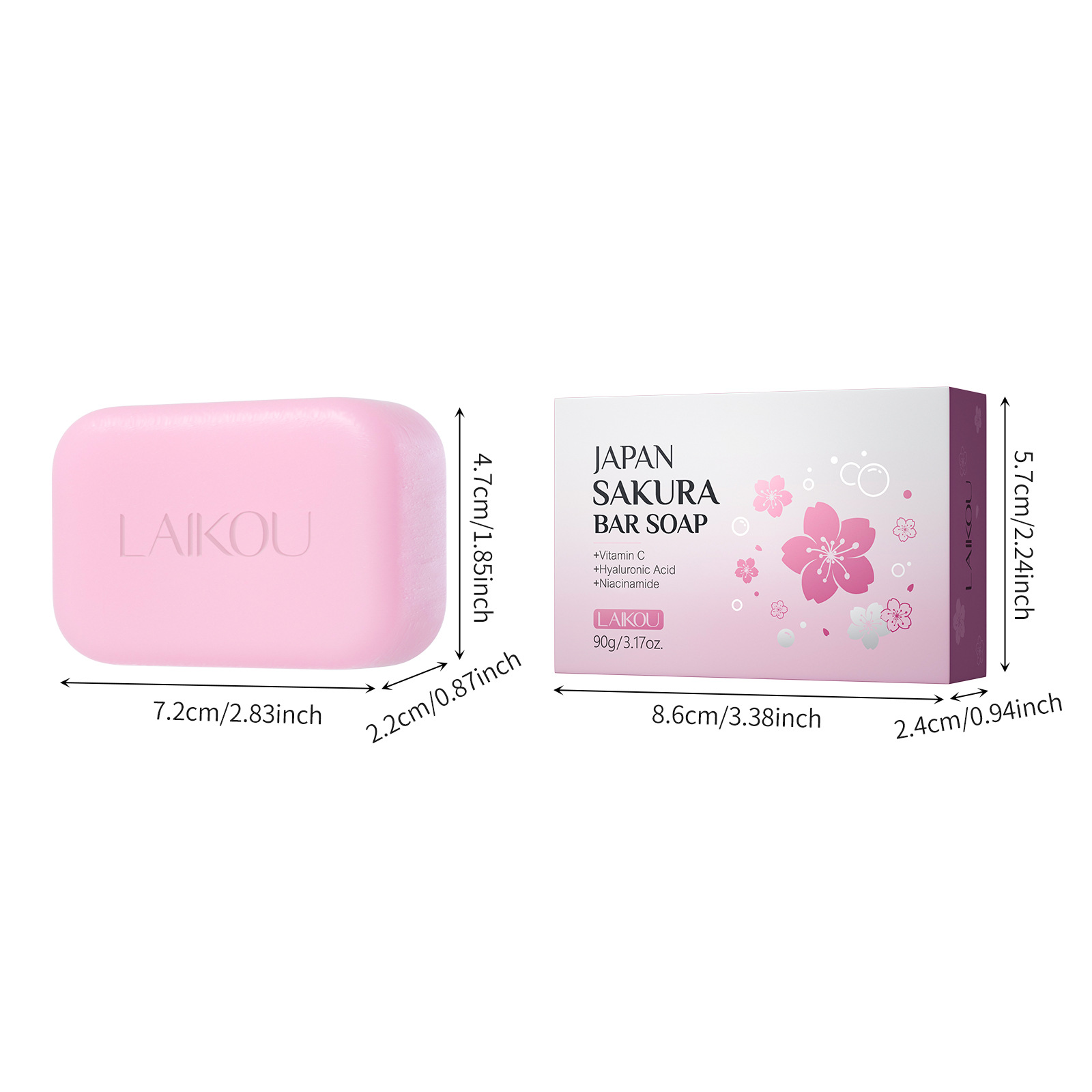 Cross-border Laicome Cherry Blossom Soap 90g for facial cleansing, body cleansing, care, hydrating, moisturizing and nourishing, one-stop delivery details Picture
