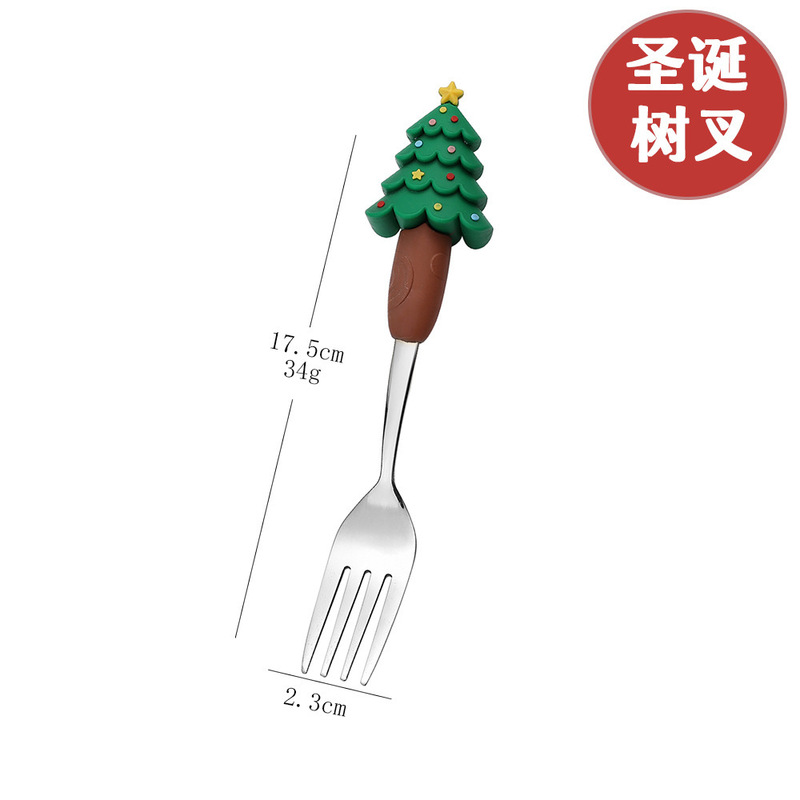 新しいクロスボーダー大型クリスマスフォークとスプーン食器セットステンレス鋼クリスマススプーンイン高価値コーヒースプーン|undefined