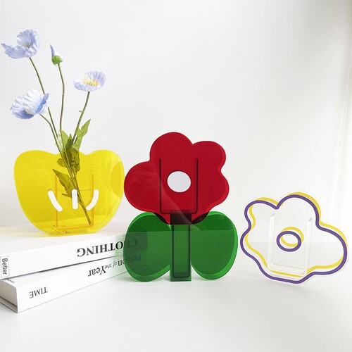 Cross-border Nordic simple ins colorful acrylic vase transparent colorful living room dried flowers geometric flowers