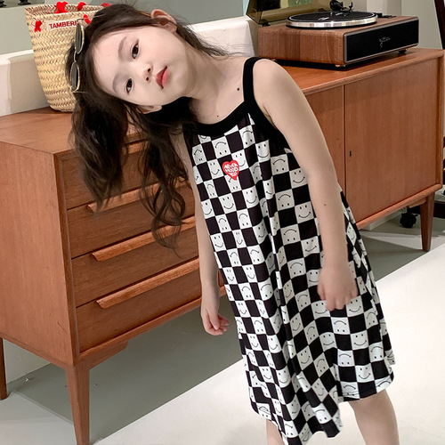 Summer Girls Tank Top Dress Cute Polka Dot Medium Children Flowery Home Dress Baby Beach Dress Sleep Dress Wholesale