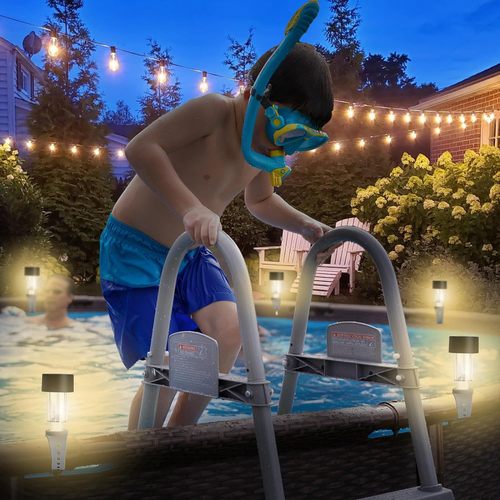 Solar LED Pool Lights suitable for ground pool railing decoration, waterproof LED pool accessories, night lights
