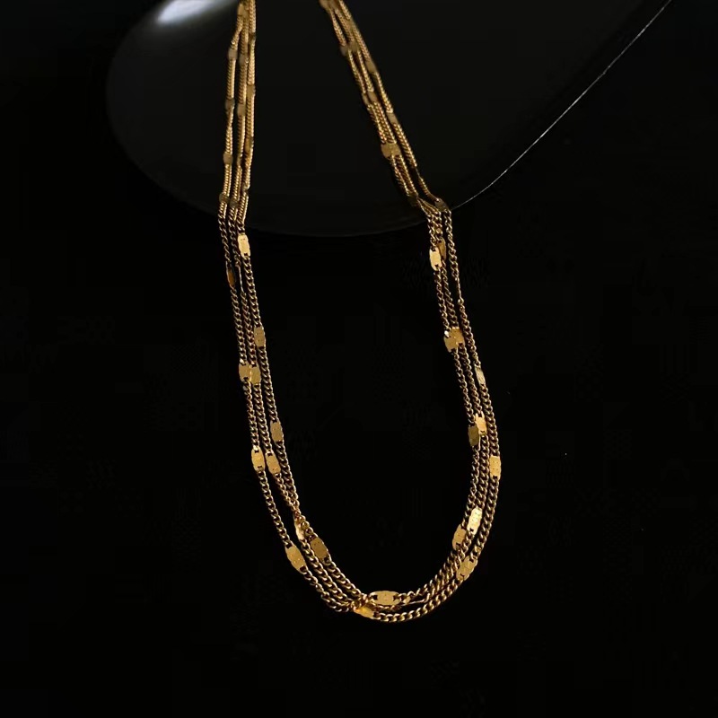 Women'S Gender Layered Design Fashion Geometric Titanium Steel Layered Necklace
