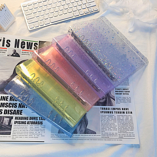 Ins style creative PP strap hand ledger color transparent pvc cover student notebook simple a5 loose-leaf book