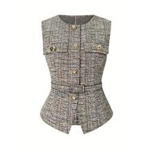 Y 46736 Metal Buckle Belt Punk Texture Vest �������α���