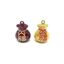 梦幻福字钱袋节日喜庆水音铃铛福袋全封闭卡通铜铃铛招财纳福挂饰
