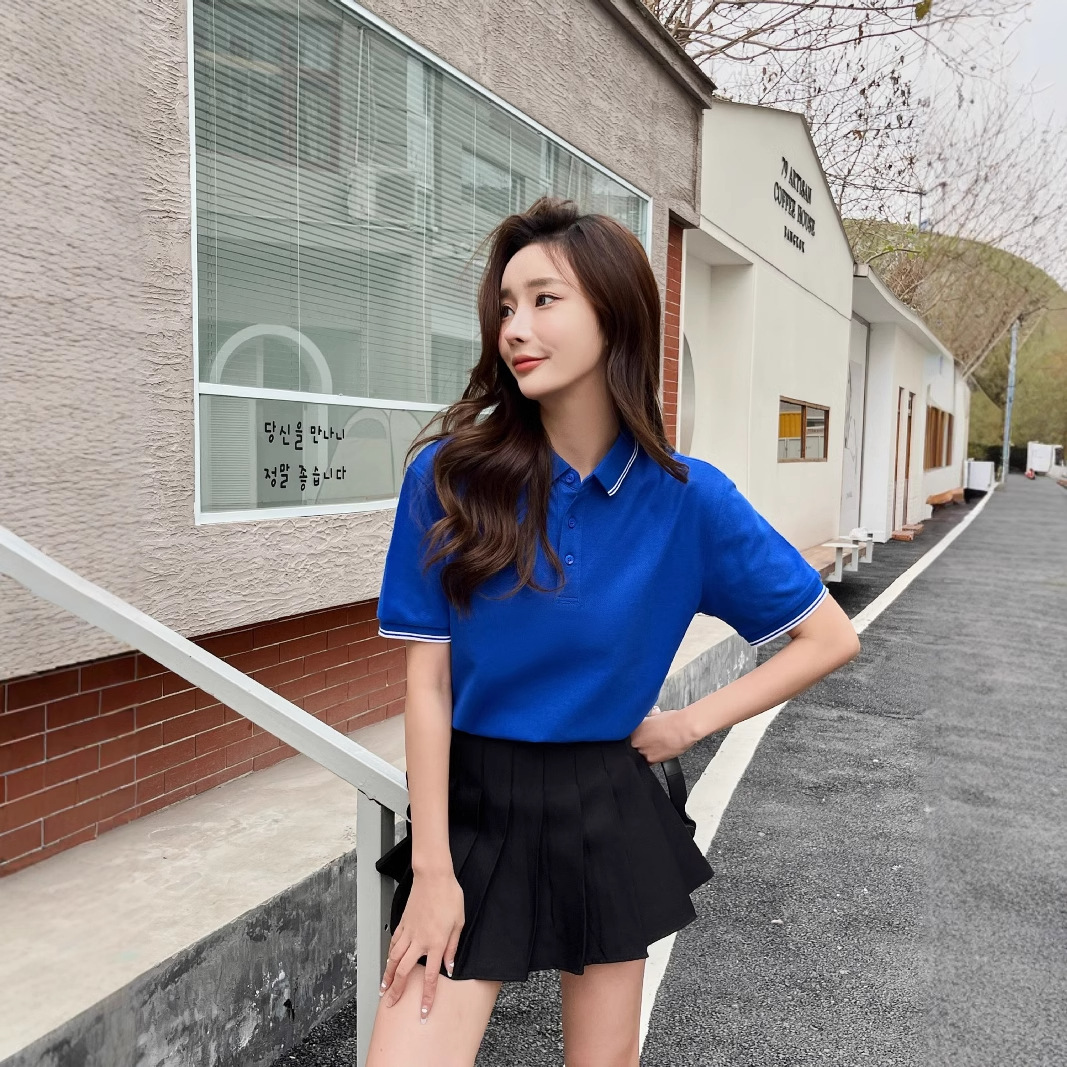 Summer Ice Silk DuPont Sorona Cool Sensación Segunda Clase Cuello Color Solapa Camiseta POLO Manga corta cabello de una pieza