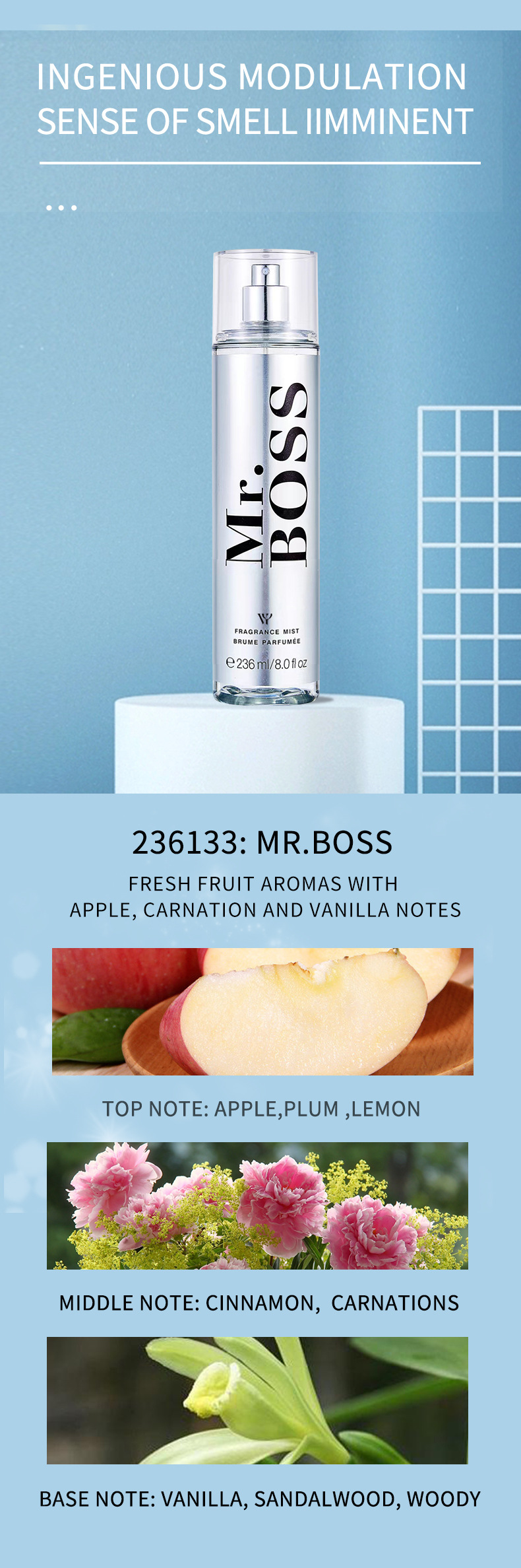 Parfum Vitol Blossom pentru bărbați, spray de corp de lungă durată, cosmetice pentru păr drept_voghion.com