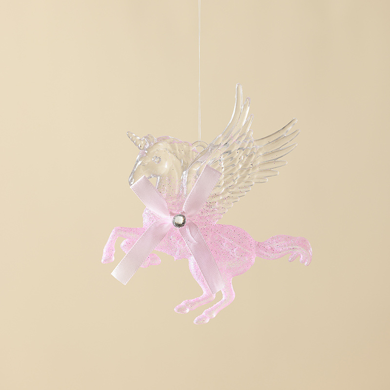 Nuevos adornos de árbol de Navidad transfronterizos colgante rosa transparente polvo acrílico colgante escena diseño props de disparo