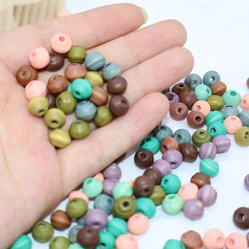 Sheng Lin 8mm Lantern Beads Wooden Shaped Beads Multicolor DIY Beaded Bracelet Jewelry Luggage Door Curtain Clothing Beaded