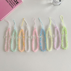 熱銷 工廠玫瑰花圓珠小清新款手機掛繩短款珠子掛繩手機飾品