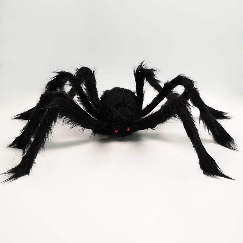 Decoración de Halloween araña sitio de diseño de props simulación peluche gran araña negra casa embrujada juguetes al por mayor image 4