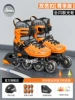 Helmet, protective gear, orange backpack