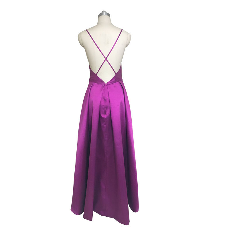 El Comercio exterior europeo y americano Amazon AliExpress deseo vestido de noche sexy Correa sin espalda simple satén vestido personalizable image 5