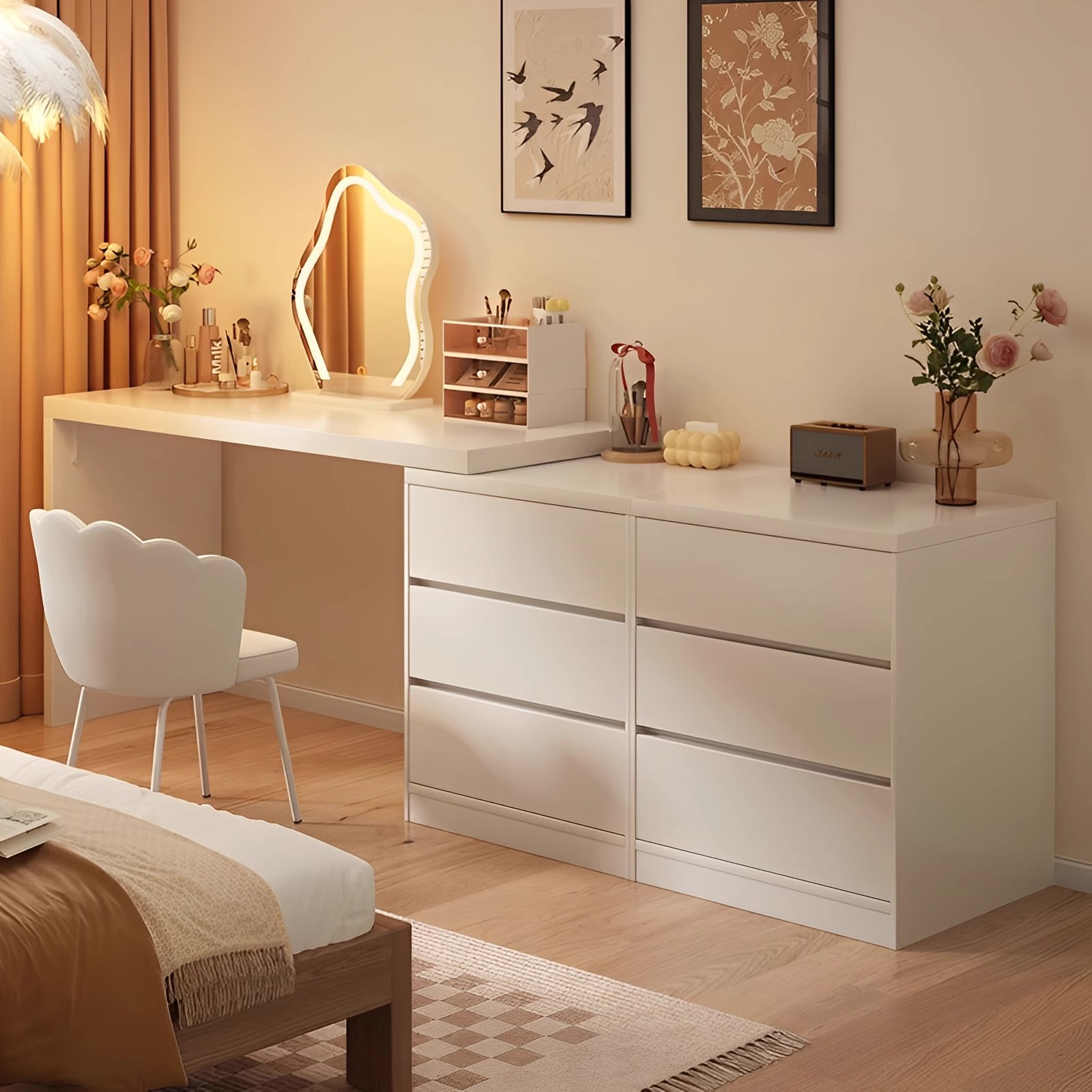 Comedor de camaradería armario en un dormitorio simple escritorio moderno mesa de maquillaje mesa de maquillaje tabla de maquillaje retráctil