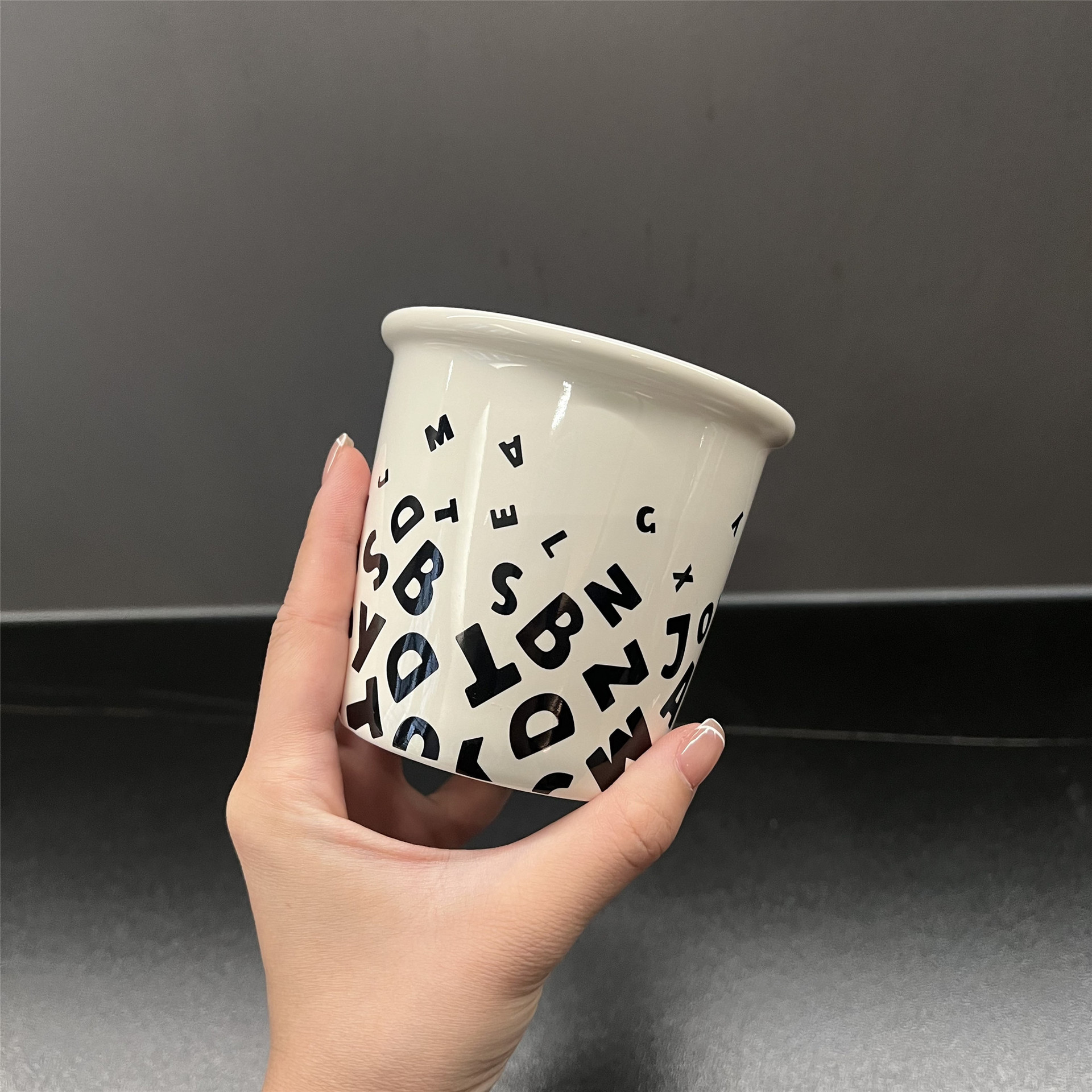 Inglés letras ins tazas de papel estilo de cerámica mano taza de leche adorable taza de café latte taza de café