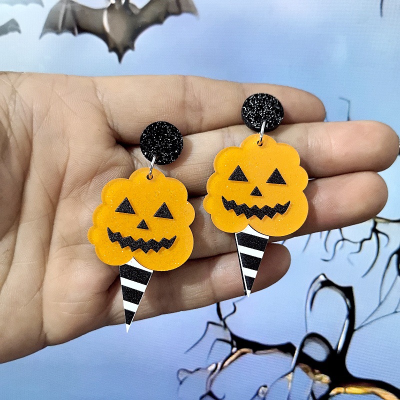 Pumpkin, ghost Pattern Women's Gender 1 Pair Funny Pumpkin Ghost Printing Arylic Drop Earrings