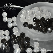 树脂珠猫眼圆珠8/10mm经典黑白玉石串珠diy手链手串珠子配件散珠