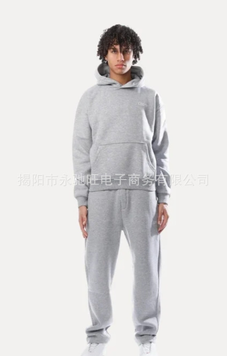 新款跨境春季欧美新款印花运动套装男女同款连帽卫衣阔腿裤套装|undefined