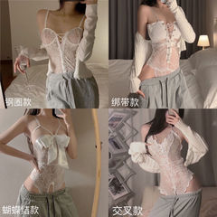 別致奶甜辣妹法式蕾絲小吊帶女純欲性感連體魚骨魅惑內搭情趣內衣