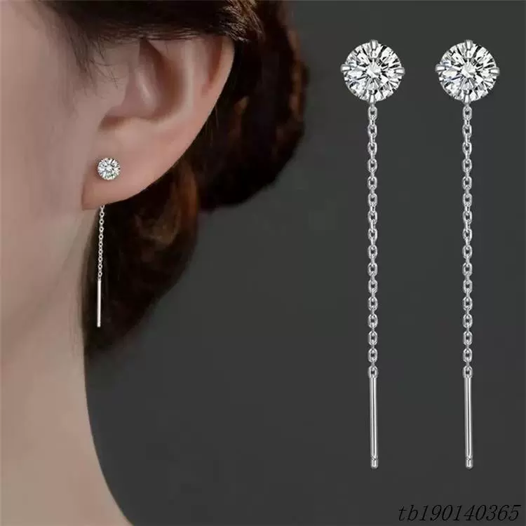 Серебряная игла, серьги, цирконий, образец серебро 925