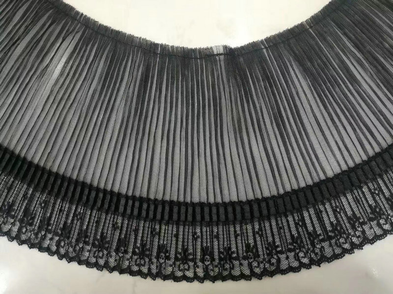 厂家现货供应 17cm宽 网布织带车蕾丝压折定线花边 网纱蕾丝花边