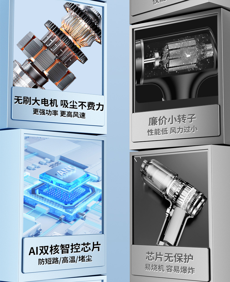 Wireless Car Vacuum Cleaner Digital Display Household Small Portable Lithium Battery Five-In-One Powerful Suction Handheld Hair Suction Device