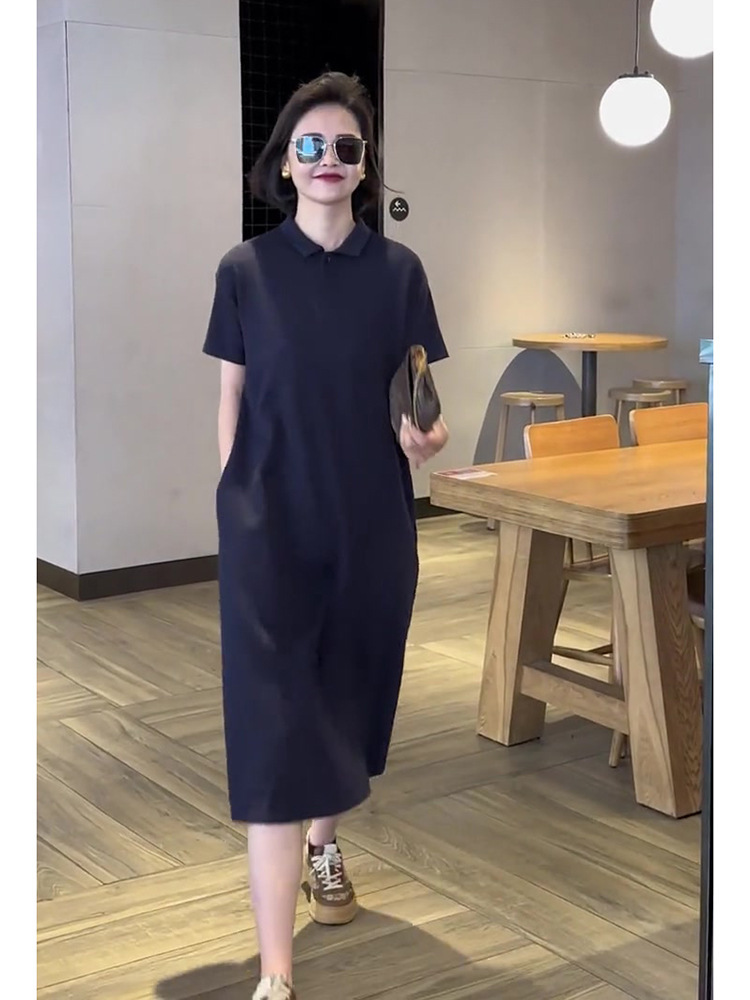 Váy liền polo tôn dáng che bụng cho nàng mập mẫu mới mùa hè FL231467 — Màu xanh navy, Màu cà phê, Màu tím chi tiết 12