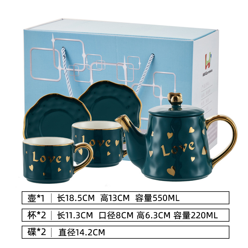 Ins tetera de cerámica taza regalo del día de san valentín amazon venta caliente juego de té taza de té traje sala de estar casa