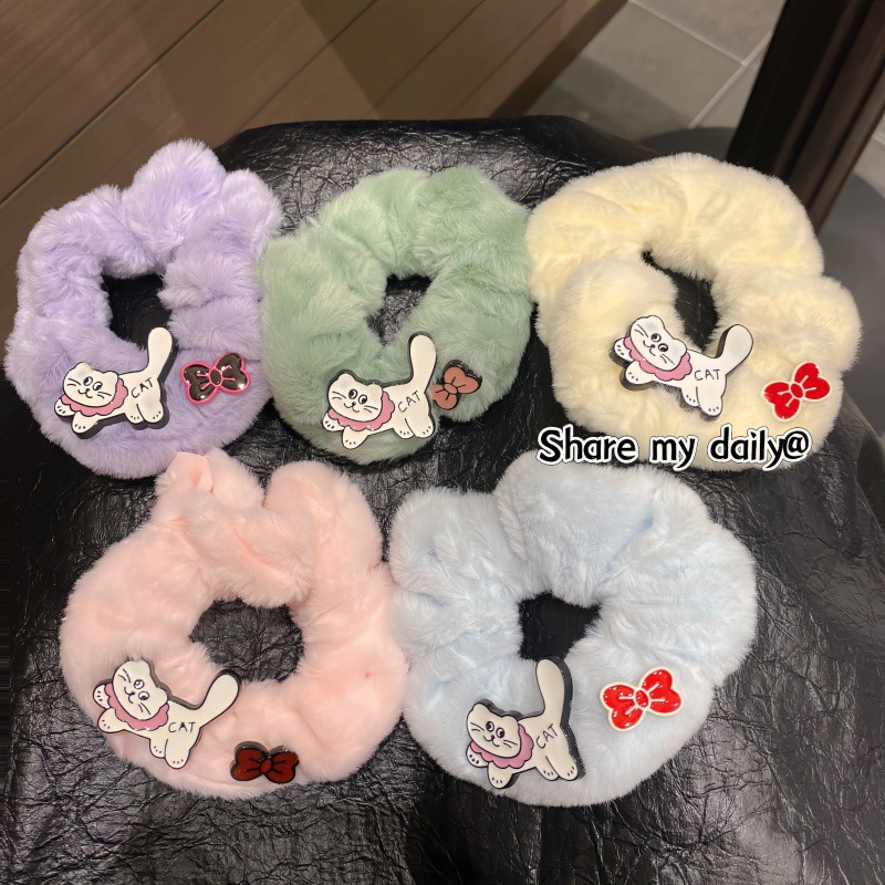 韩版秋冬毛绒大肠发圈可爱少女卡通头绳扎头发皮筋毛毛发绳皮筋