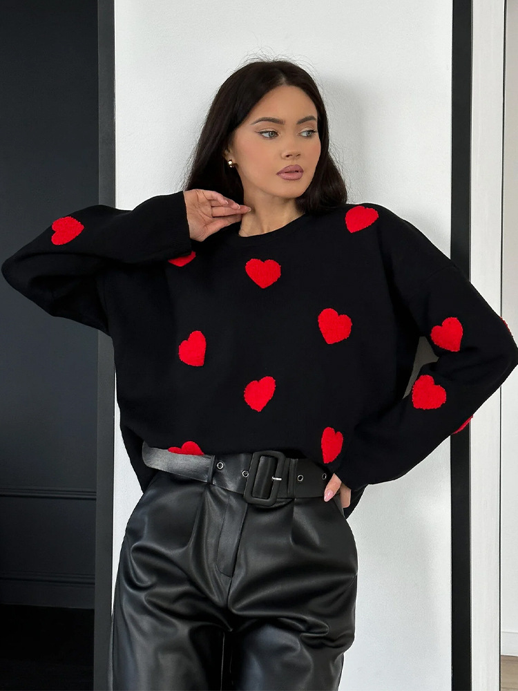 Women's Sweater Long Sleeve Sweaters & Cardigans Embroidery Streetwear Heart Shape Bow Knot display picture 13