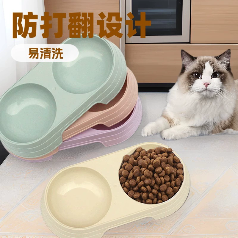 Кошачья чаша с двумя чашами Съемные конфеты цвета анти-опрокидывание