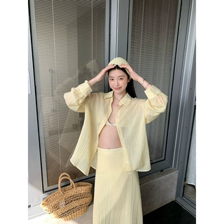 趋梦DT ETOLIE麻感防晒衬衫上衣女长袖衬衣休闲风百搭轻薄空调衫