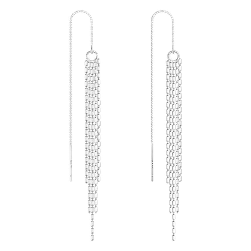 Pendientes de borla de plata esterlina S925 cara adelgazante pendientes de nicho 2022 nuevos pendientes de moda pendientes largos de mujer temperamento