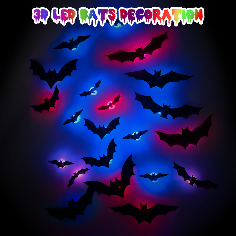 Halloween Led Night Light Garage Party Window Room Wall Beautification Decoration Pet Flash Stereo Bat Wall Sticker