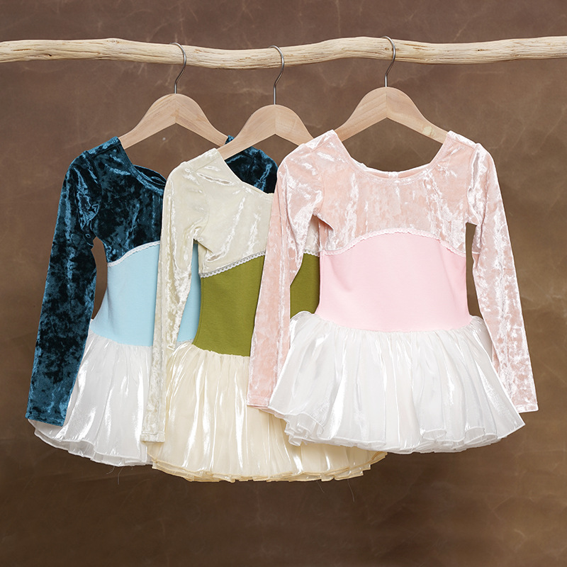 Ropa de baile para niños, ropa de entrenamiento de ballet de manga larga de otoño e invierno para mujeres