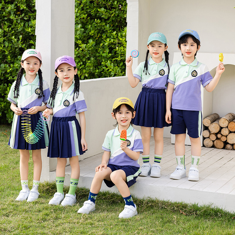 School uniform summer short-sleeve set children class uniform first grade sports meet clothing summer edition kindergarten uniform