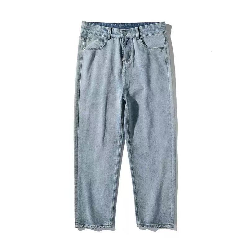 Men's Clothing Retro Style Jeans, High Street Wide Leg Loose Straight Leg With A Stylish Drape._mkmklike.com