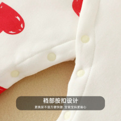 Baby Autumn/Winter Pure Cotton Triple Layer Warm Fleece Romper with Red Cotton Coat Newborn Crawling Suit Infant Clothing