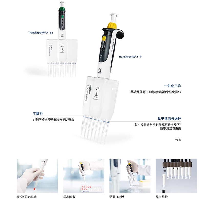 Pipeta Brand Brand Brand 510ml Pipeta Micro TransferPette-S ajustable de un solo canal Manual