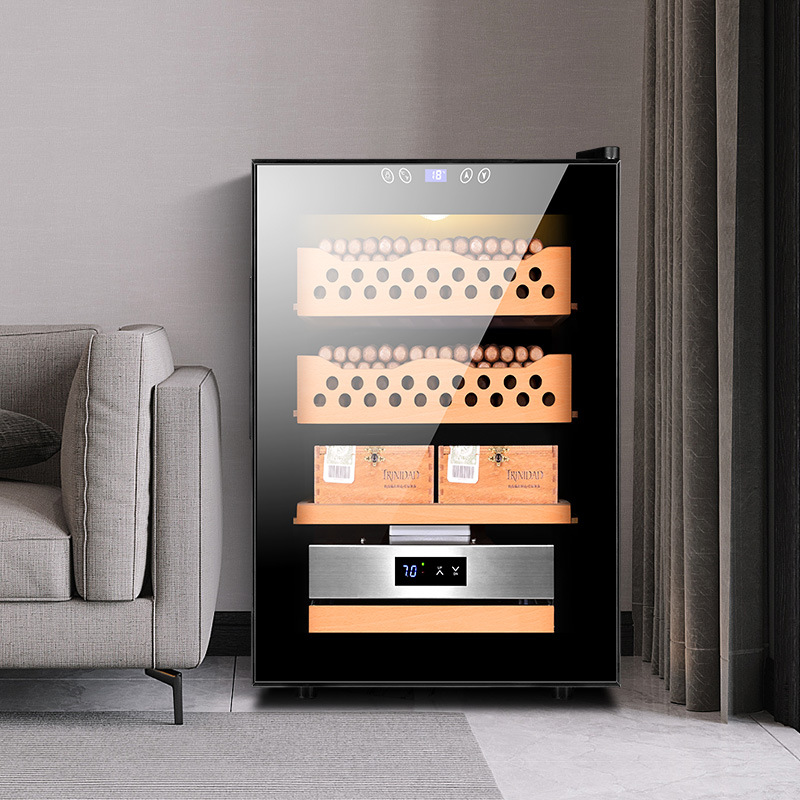 Cedar Wood Miniature Home Embedded Smart Humidifier & Temperature Control Cigar Cabinet with 50C1 Snow Wine Cabinet