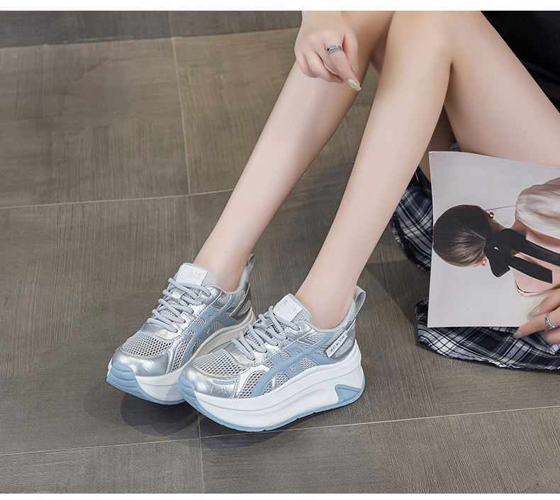 Giày sneaker nữ đế dày tăng chiều cao phong cách thể thao — M2852 be, M2852 xanh, M2852 vàng chi tiết 17