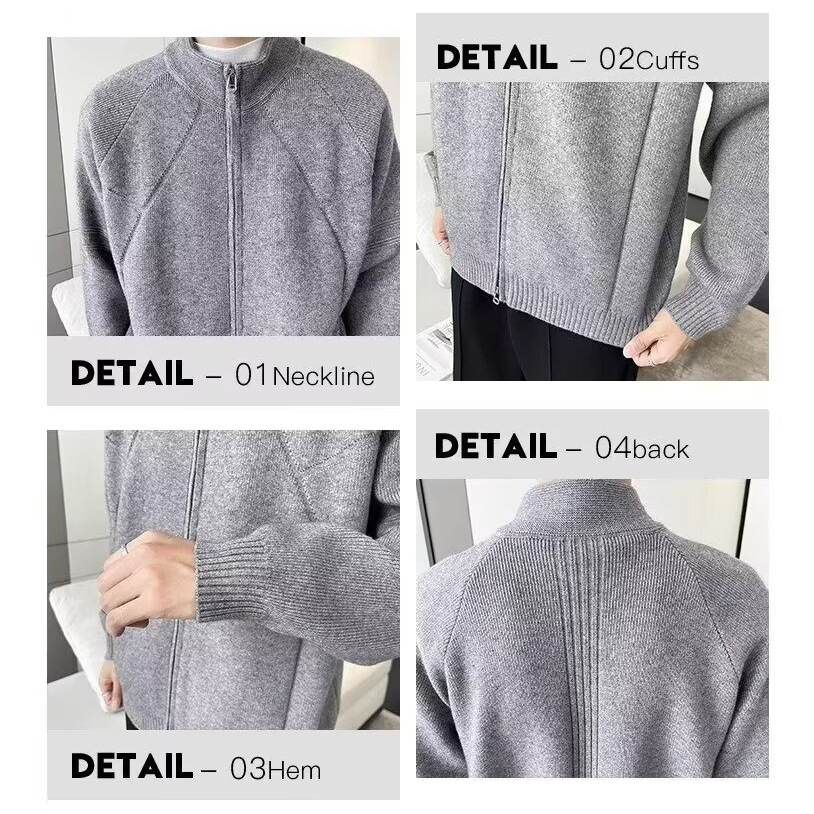 Explosiones transfronterizas de tamaño europeo suéter de cremallera doble chaqueta cardigans chaqueta suéter de punto fábrica de negocios al por mayor