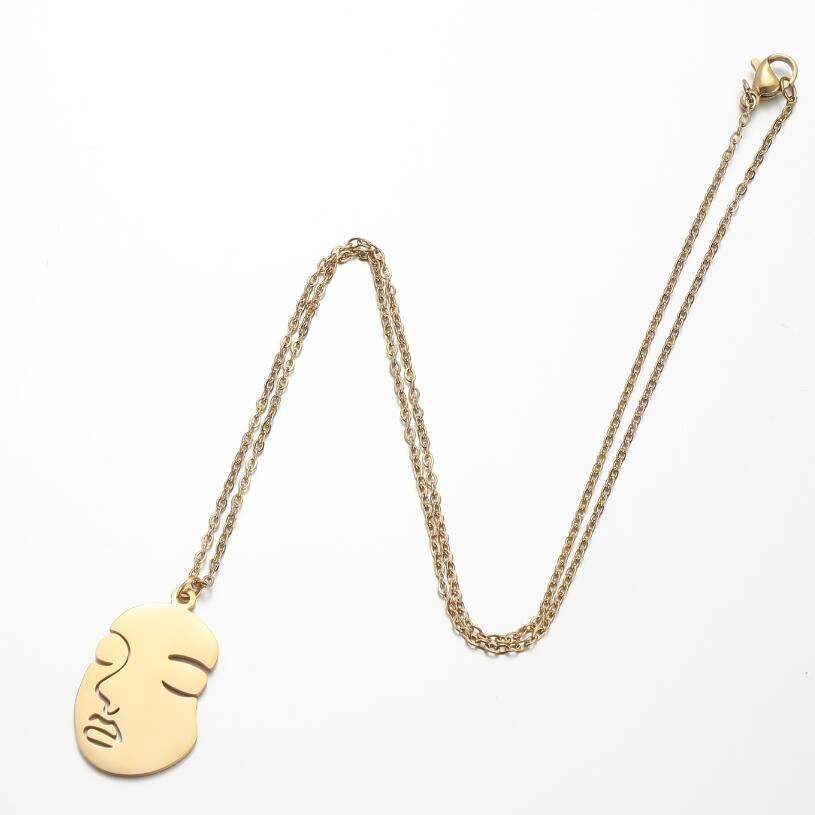 1 Piece Fashion Human Face Letter Moon Titanium Steel Plating Hollow Out Pendant Necklace_colorza_5