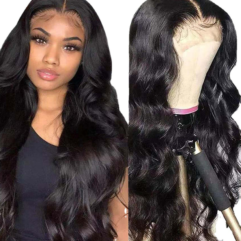 Transfronterizo nueva moda europea y americana de fibra química sombrero negro de las mujeres de longitud media Pelo Rizado de onda grande multi-color opcional
