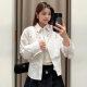 2024 spring and summer temperament design floral hollow long sleeve POLO collar solid color collar shirt