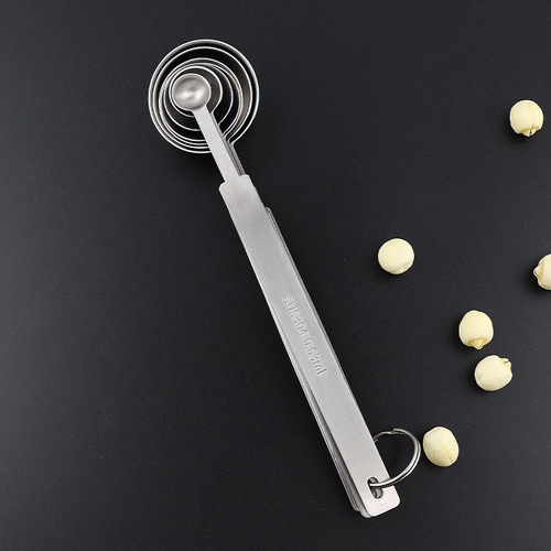 Measuring spoon stainless steel set coffee bean measuring spoon scale milk powder quantitative measuring spoon coffee spoon five-piece set measuring spoon
