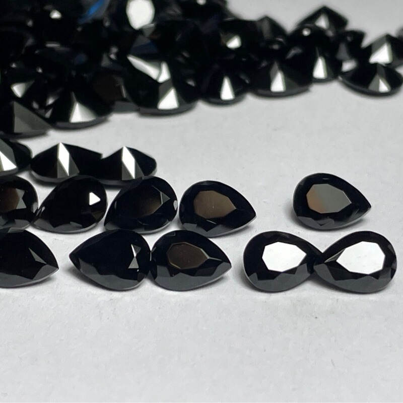 Natural black agate pointed bottom facet 2*3 3*4 3*5 4*6 5*7 6*8 7*9 pear-shaped black Anlix