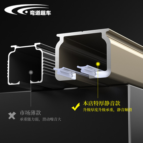 2.6mm aluminum alloy straight track rail slider single/double track alloy end cap pulley silent curtain rod curtain track